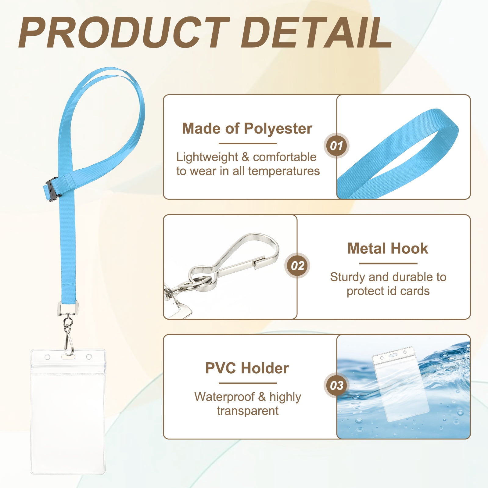 Uxcell 24Pack Colored Lanyards for ID Badges, Breakaway Lanyards for Keys, Sky Blue