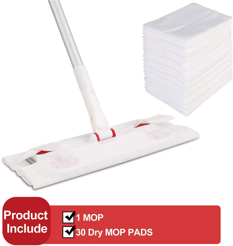Disposable Dust Mop with 30pcs Dry Refill Pads,Professional Hardwood