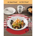 thumbnail image 3 of 15 Inch Round Placemats Set of 6, Nautical Anchor Non Slip Heat Insulation PP Table Mats, Red White Geometric Horizontal Stripes Washable Place Mats for Kitchen Dining Party Table Decor, 3 of 7