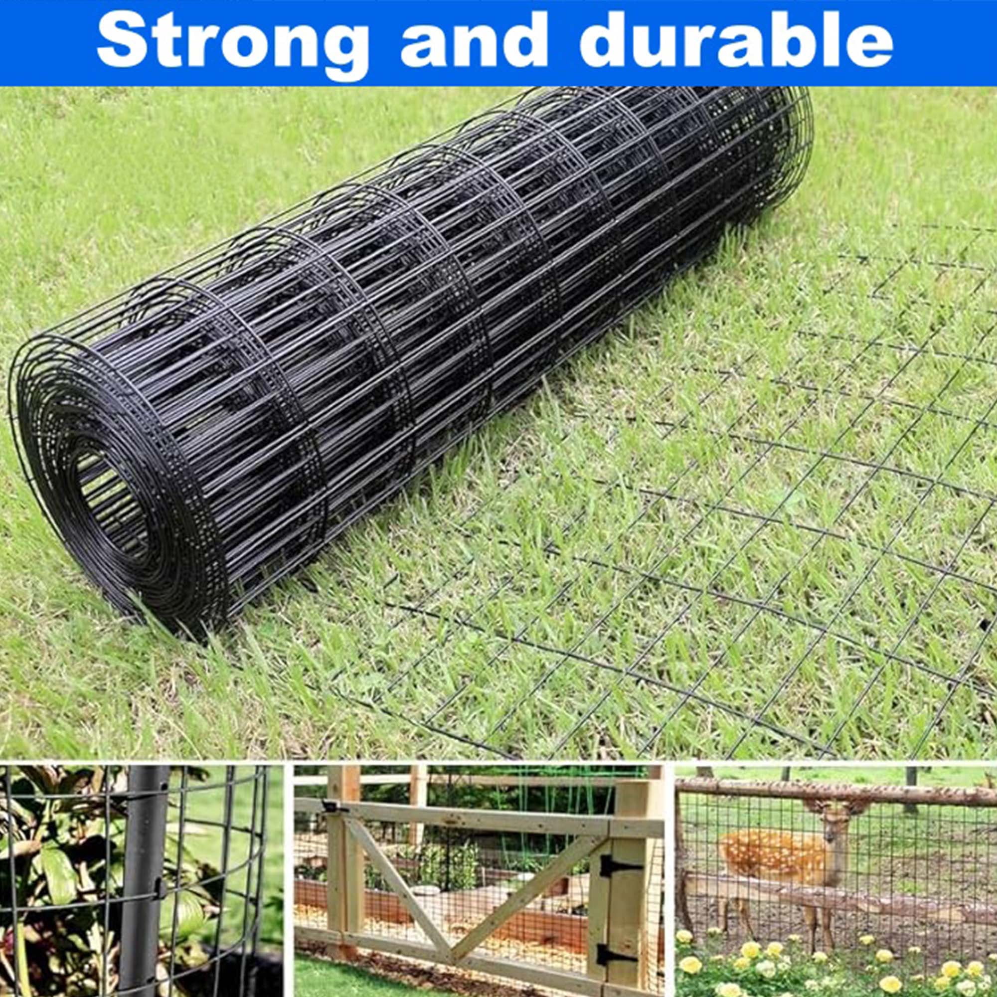 Miniyam Project Roll for Trellis & Garden Enclosure - Welded Wire Mesh 16 Gauge 2/3 Inch, Black PVC Coated, Manageable Size - 48 in x 33 ft