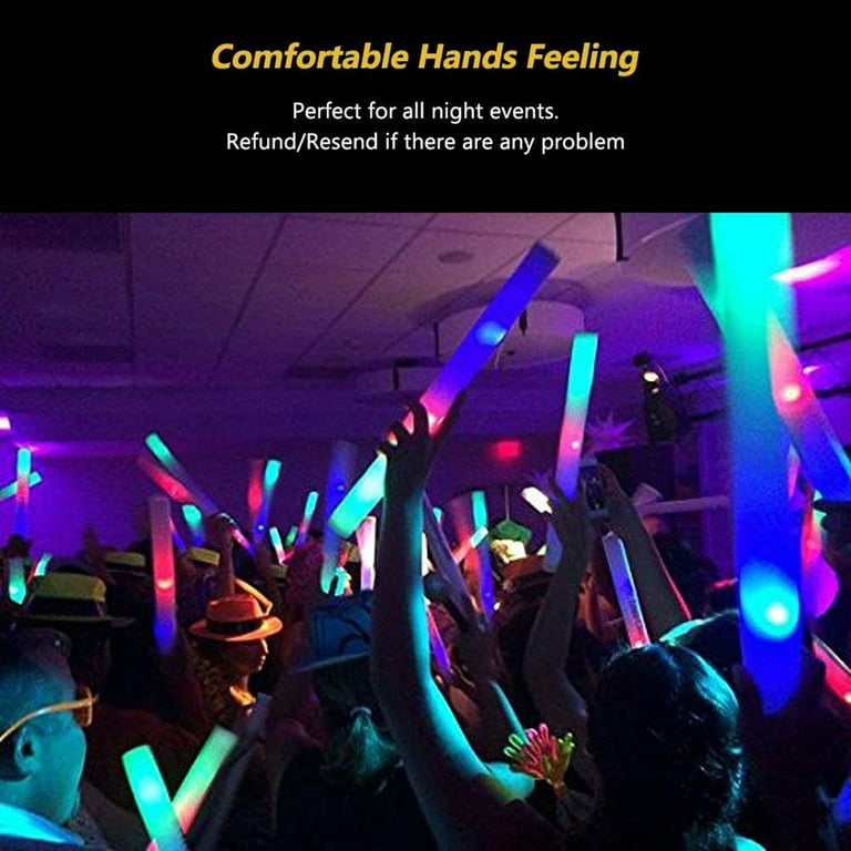 30-600PCS LED Foam Glow Sticks BULK Thunder Flashing Light Rave Party  Concert DJ