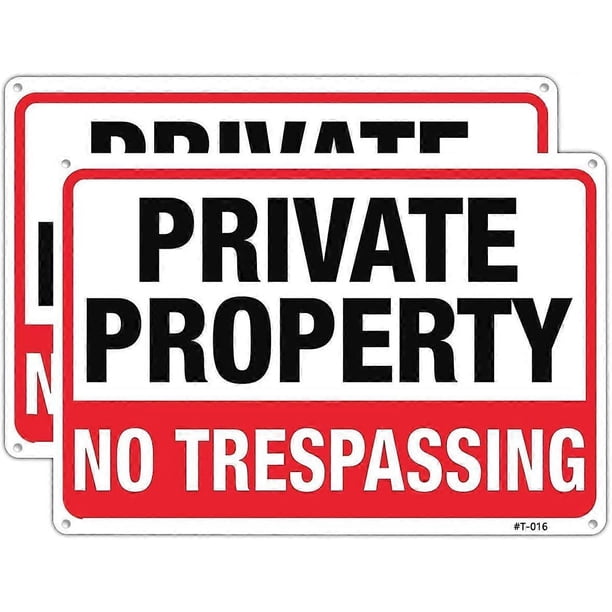 Large Private Property No Trespassing Sign14"x10" Rust Free Aluminum,UV Ink Printing,Durable/Weatherproof Up to 7 Years Outdoor for Home (2-Pack)