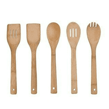 ACDANC 5Pcs Wooden Utensil Set,Multi-functional Bamboo Cooking Tools,Durable Wooden Spoons and Spatulas for Non-stick Cookware