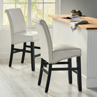 Noble House Lucca Indoor Ivory Bonded Leather Counter Stools (Set of 2)