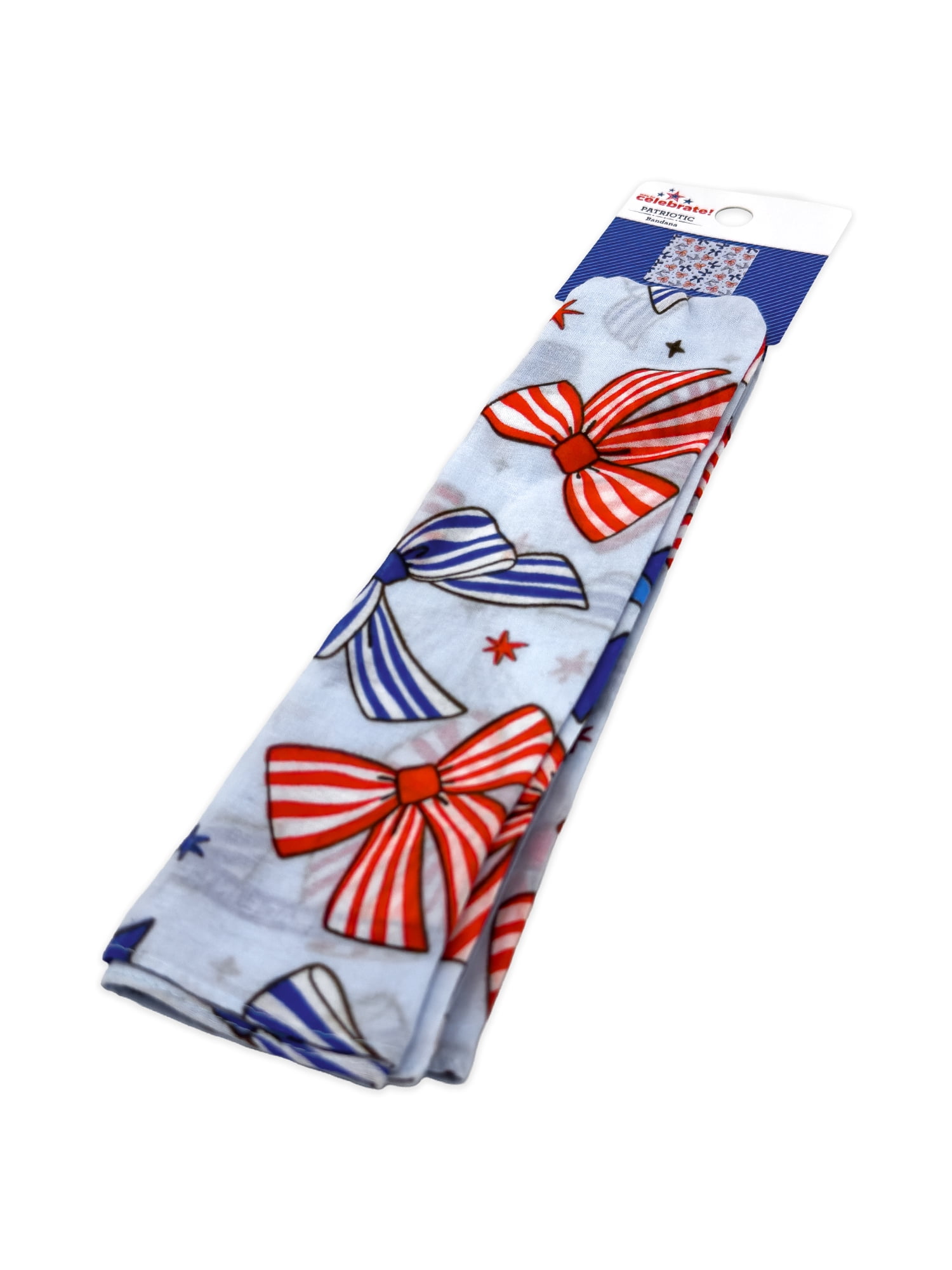 Fourth of July Women’s Striped Bows Bandana from Way to Celebrate, One Size, Blue/Multi