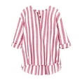 thumbnail image 2 of QingYiHua Plus Size 3/4 Sleeve Tops for Women Summer Vertical Striped Shirt V-Neck Tops and Blouses Casual Loose Fit Tunic Tops, 2 of 5