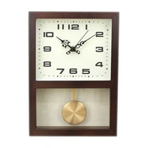 ITIGOITIE Rectangular Log Pendulum Wall Clock, Modern Minimalism, Dark Brown