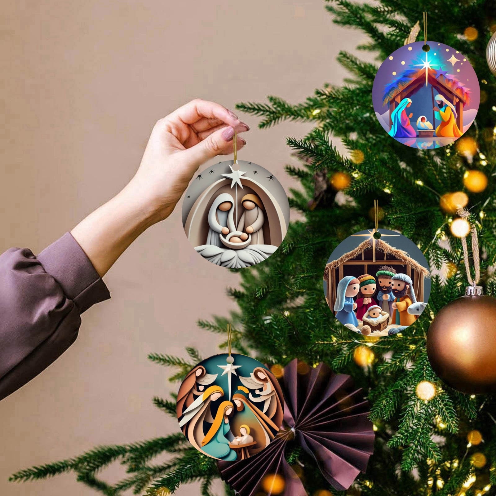 Jésus Ornements Pour Sapin De Noël, Décorations De Noël Religieuses | Décoration D'arbre De Jésus – Ornements Religieux De Vacances, Décorations De Sapin De Noël En Acrylique 2D, Cadeaux De Fête