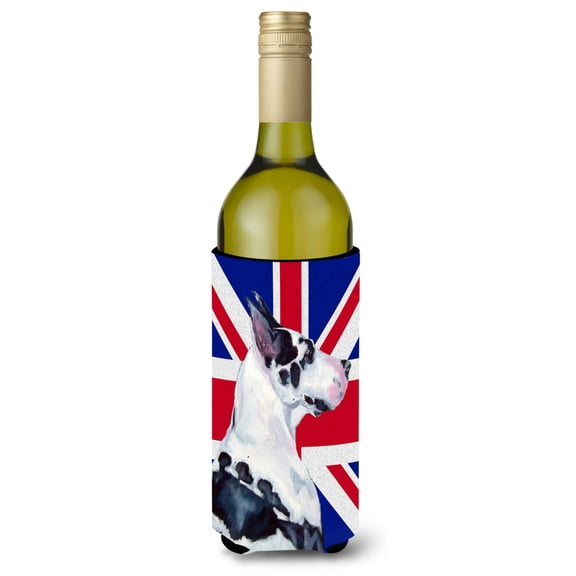 Carolines Treasures LH9478LITERK Great Dane with English Union Jack British Flag Wine Bottle Hugger Wine Bottle