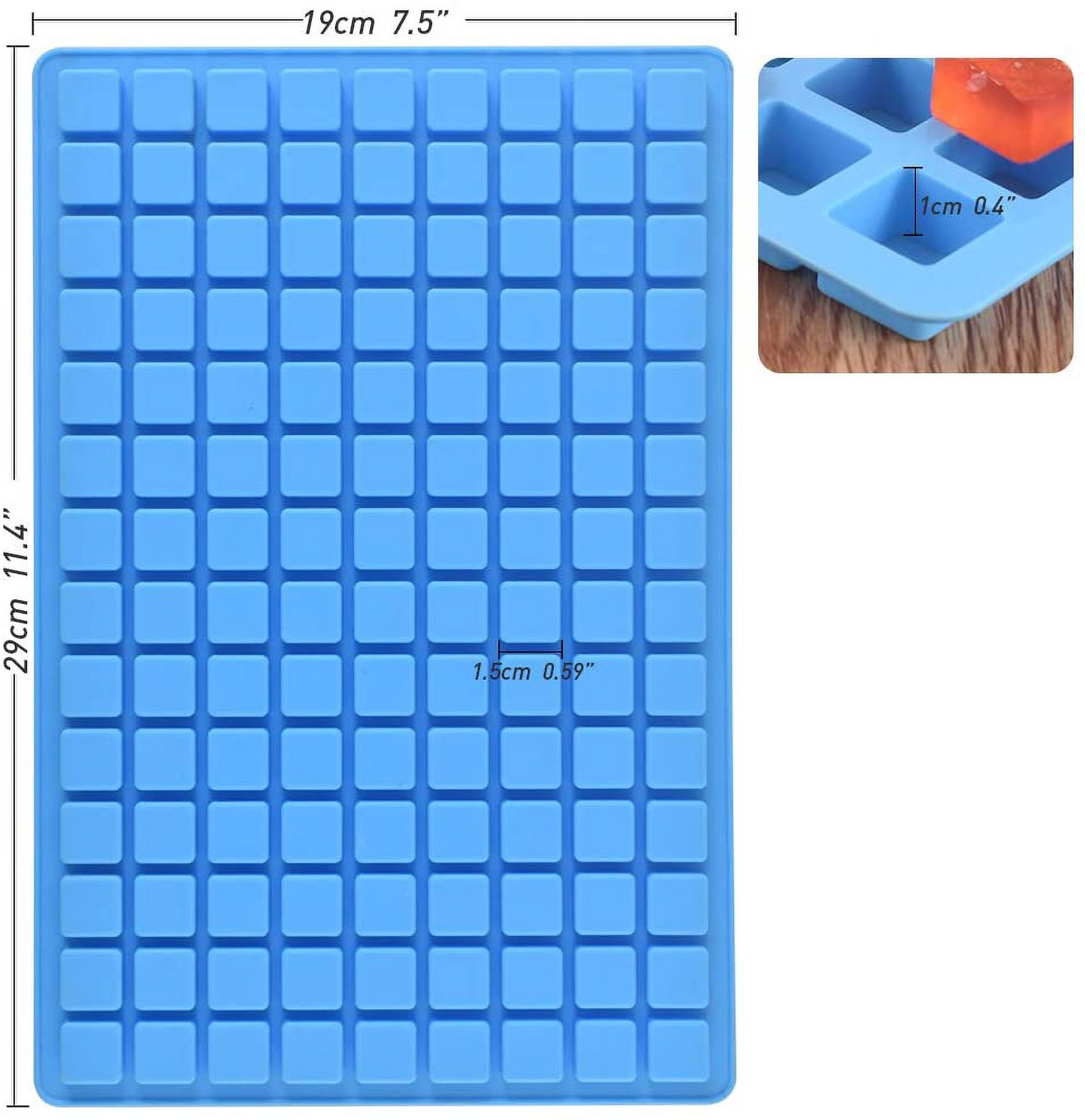 126 Cavity Square Silicone Mold, for Making Chocolate Candy, Mini Ice Cube Tray, Truffles Pralines, 3 Packs with 2 Droppers