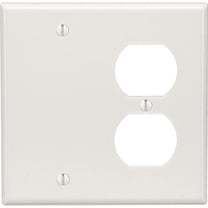 1PACK Leviton 2-Gang Thermoset Plastic Blank/Duplex Receptacle Wall Plate, White