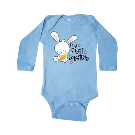 

Inktastic My 1st Easter with Cute Bunny and Carrot Gift Baby Boy or Baby Girl Long Sleeve Bodysuit