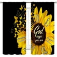 thumbnail image 2 of Sunflower Curtains, Rustic Black Yellow Flower Counrtry Farmhouse Style Positive Quote Sunflower Printed Window Drape Treatments for Kitchen Bedroom Living Room 2 Panels, 42"x54" Inch, 2 of 5
