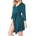 thumbnail image 6 of XIAONU Womens Modal Wrap Belted Robe Loose Fit Three Quarter Sleeve V Neck Loungewear Soft Comfy Sleep Robes, 6 of 9