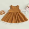 thumbnail image 4 of Robe de Bébé Enfant Fille Sans Manches Cou Solide Été une Ligne Robe, 4 of 8