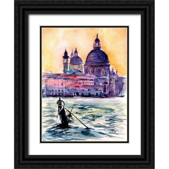 Kovacs, Anna Brigite 15x18 Black Ornate Wood Framed with Double Matting Museum Art Print Titled - Venice at Sunset