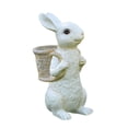 thumbnail image 2 of Estatuilla de conejo de Pascua, maceta de jardín, decoración de balcón, adorno hecho a mano para exteriores, multiusos para interiores y exteriores Blanco, 2 of 8