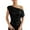Black, variant on Women's One Shoulder Top Sequin Detail Pleated Design Party Wear Blouse