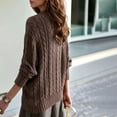 thumbnail image 6 of successthop Knitted Sweaters Women Cable Knit Long Sleeve Tops Crewneck Pullover Outwear Ribbed Cuff Solid Clothes Brown, 6 of 8