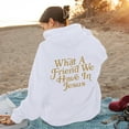 thumbnail image 2 of Women Blouses Women Athletic Sweatshirts And Hoodies College Sweatshirts Ladies Women's Hoodies Pullover Graphic Hoodie Sweatshirt for with Thumb Holes Picks Womens Clothes Lady's T Shirt White L, 2 of 3