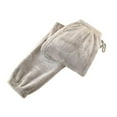 thumbnail image 2 of CQONEPT Men's Flannel Pj Pants Sherpa Lined Home Pants Cozy Soft Pajama Bottom Drawstring Elastic Waist Pant with Pockets Gray XL, 2 of 6