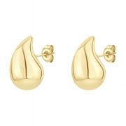 Sensitive Skin Stainless Steel Gold Plated Bubble Teardrop Earrings with Post Closure for Women