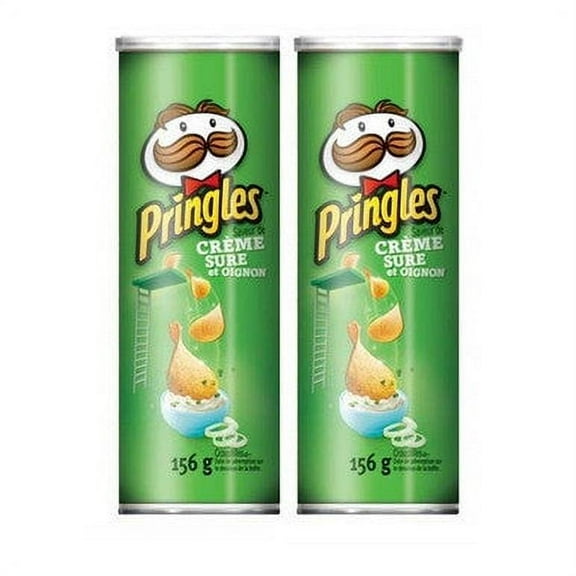 Pringles Sour Cream & Onion Potato Chips, 156g/5.5oz, 2 Pack