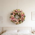 thumbnail image 4 of Japceit Vintage Peony Spring Wreath, Artificial Flower Wreath with Retro Charm for Doorway, Decorative Wreath for Home, Garden, and Seasonal Display, 4 of 6