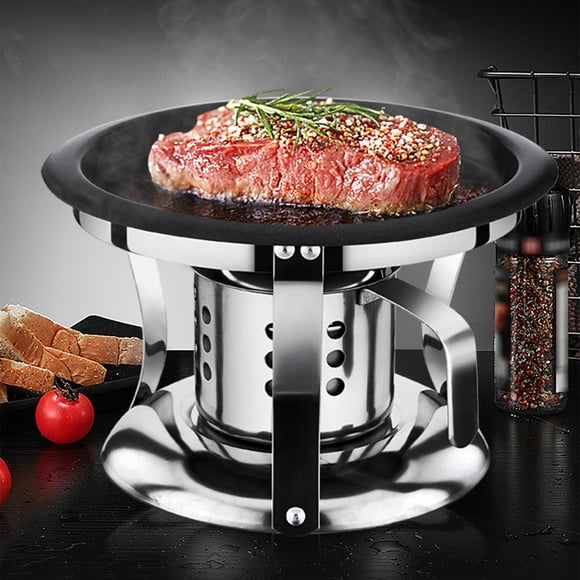 Tunhigl Outdoor Indoor Stainless Steel Takeaway Steak Grill, Non-Stick Baking Pan Barbecue Grill Grill Pan, Outdoor Indoor Windproof Grog Burning Oven