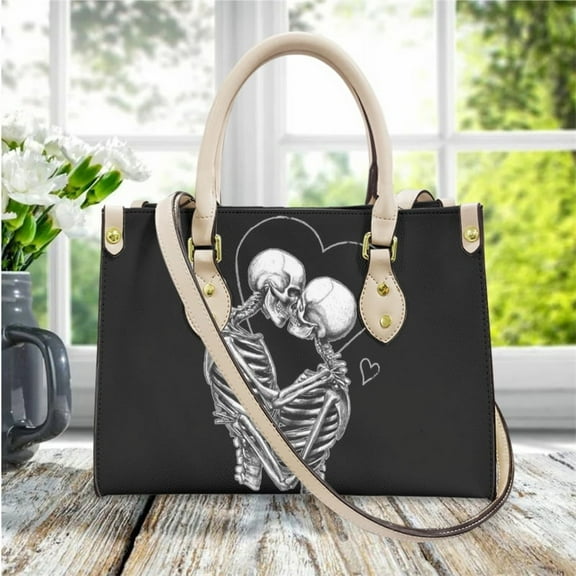 Skull Women Leather Black Cross Body Bags for Female Hand Bag and Purse Top-handle Casual Messenger Bags Mujer