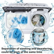 Compact Portable Washing Machine,Mini Compact Twin Tub with Built-in Drain Pump Washer 14.3Lbs Semi-automatic Spinner