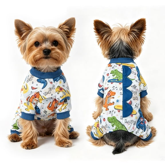 Dog Pajamas for Small Dog,Stretchy Dinosaur Dog Pjs Onesies Recovery Suit, Pet Costume Doggie Jammies Jumpsuit, Dinosaur XS