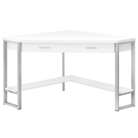 UPC: 0680796017743 | Monarch Specialties 42 in. White Corner & Silver Metal Computer Desk