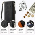 thumbnail image 3 of for Samsung Galaxy A16/A16 5G Leather Phone Case Wallet with Zipper Pocket Flip Cover, 3-Layers RFID Blocking Multi Card Holder Slot, Magnetic Button, Hand Lanyard + Crossbody Shoulder Strap, 3 of 8