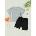 thumbnail image 3 of Wassery Toddler Boys Summer Outfits Letter Print Short Sleeve T-shirt Round Neck Tank Tops and Black Drawstring Shorts 2Pcs Casual Clothes Set 3M-3T, 3 of 9