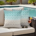 thumbnail image 2 of Outdoor Pillow Covers 24x24 Set of 2, Turquoise Brown Waterproof Patio Throw Pillow Covers for Couch Sofa Chair, Gradient Geometric Stripes Chevron Wave Decorative Pillowcases for Throw Pillows, 2 of 9
