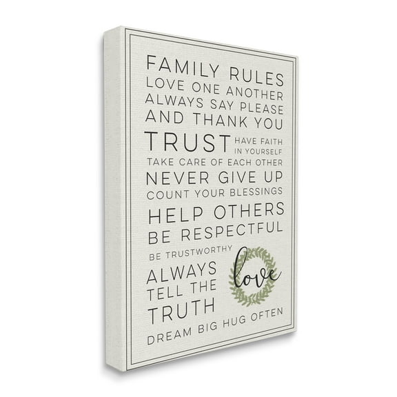 Stupell Industries Family Rules Love Dream Often, 36 x 48,Design by Daphne Polselli