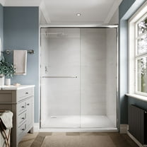 Sunny Shower Double Sliding Shower Door 54" W x 72" H in Chrome Finish with 1/4 in Clear Glass