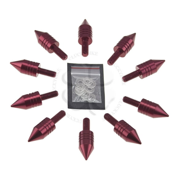 10x Windscreen Spike Bolt Kit Red CBR GSXR Stud M6 x 1.25p Wellnut Fairing