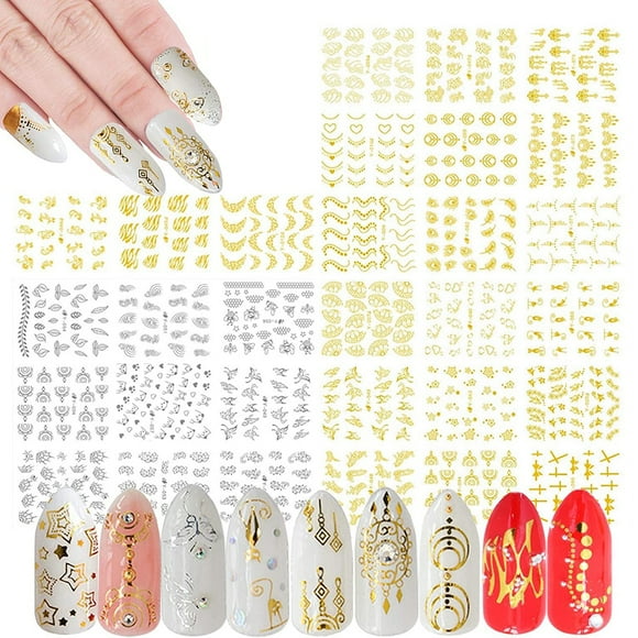 30 Sheets Nail Sticker Mixed Colors & Patterns for Nail Art Decoration Glitter DIY Decals Manicure Set for Christmas