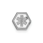Real 14kt White Gold Non-enameled Medical Jewelry Emblem; for Adults and Teens; for Women and Men