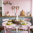 thumbnail image 6 of Round Fitted Tablecloth,Happy Easter Bunny Circle Table Cover Waterproof Table Cloth with Elastic Edge,Daisy Roses Pink Plaid Butterflies Outdoor Tablecloths for Kitchen Picnic 55-60in, 6 of 9