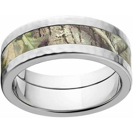 RealTree AP Green Men's Camo Stainless Steel Ring with Hammered Edges and Deluxe Comfort Fit