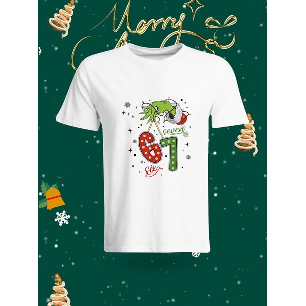 Fashionable and Personalized 67 Digital Print T-Shirt Creative Birthday Commemorative Short-Sleeve Top This T-shirt features a unique design with the numbers 67 printed in a stylish and creative way.