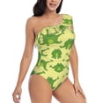 thumbnail image 3 of Cauagu Funny Frogs Print Women's Sexy One Piece Swimsuits One Shoulder Ruffle Tummy Control Bathing Suit Slimming Swimwear-Large, 3 of 6