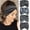 Boho Set2, variant on Extra Wide Boho Headbands for Women Non-Slip, 7'' Large Twist Knotted Stretchy Wraps Head Bands Hair Accessories, 4 Pack, White and Black