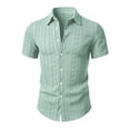 thumbnail image 4 of VgaVtl Mens Turn Down Collar Shirts Short Sleeve Summer Knit Button up Mens Tops Holiday Casual Plain, 4 of 7