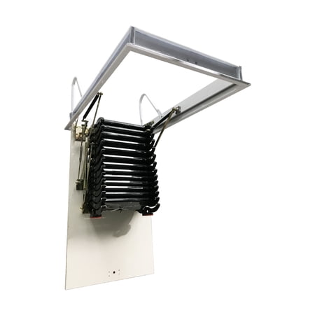 INTBUYING 27.5x47.2in Hidden Telescopic Folding Ladder Black 10.5ft/13Steps Titanium-Magnesium Alloy