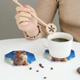 thumbnail image 6 of Pofeuu Starry Sky Cloud Dog Print Leather Coasters Set of 6, Round Cups Mugs Mat Pad for Home Kitchen Heat Resistant Drink Coasters,Octagon, 6 of 7