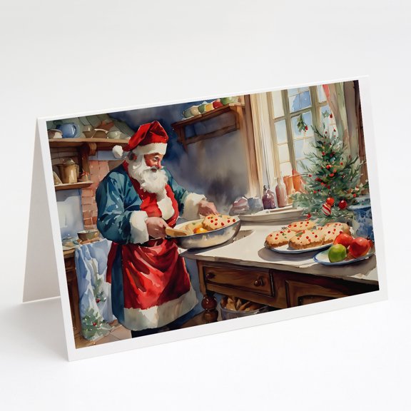 Cookies with Santa Claus Babbo Natale Greeting Cards Pack of 8 7 in x 5 in